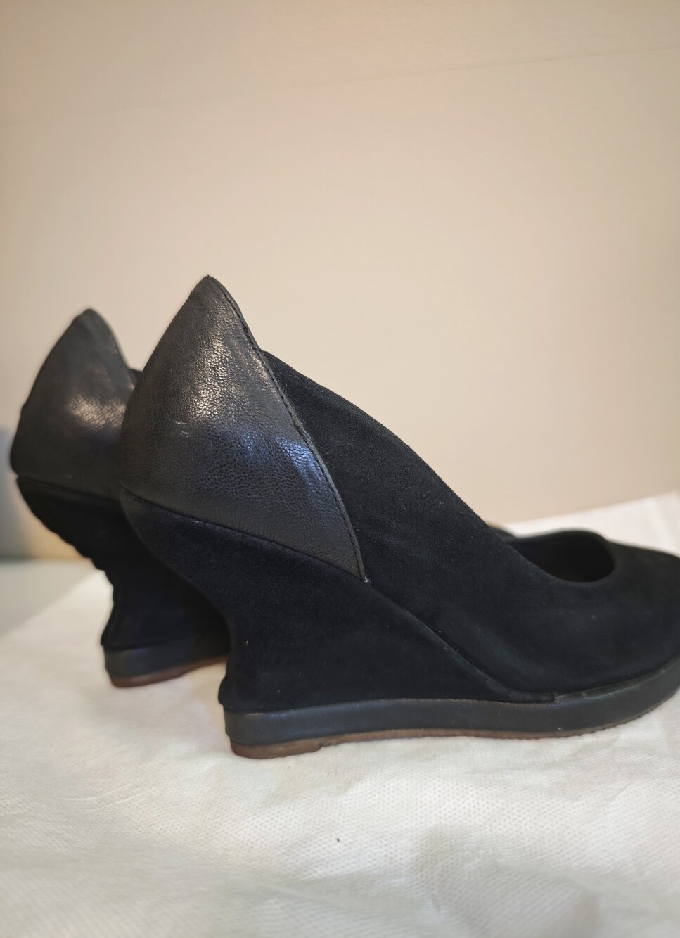 Black Suede Wedge Pumps - Women's Comfort Heels